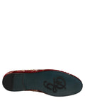 Dolce & Gabbana Red Velvet Floral Embroidery Loafers Shoes