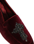 Dolce & Gabbana Red Suede Embellished Men Dress Loafers Shoes
