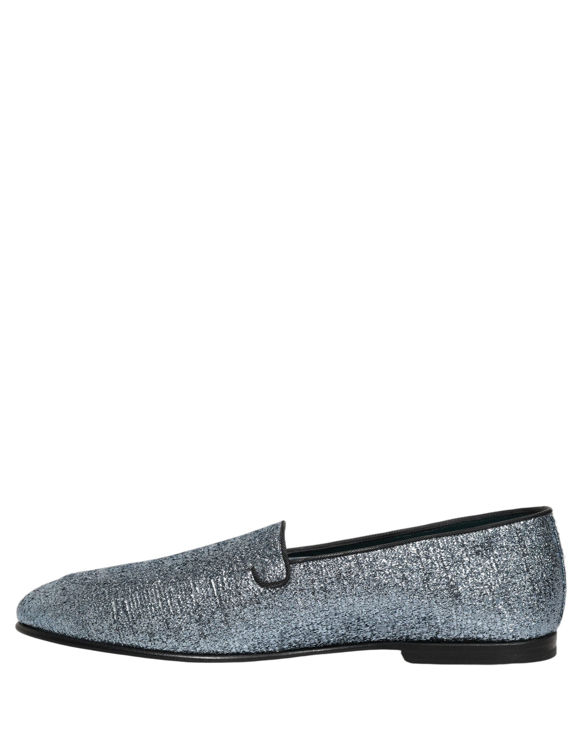 Dolce & Gabbana Blue Glitter Lurex DG Logo Dress Loafers Shoes