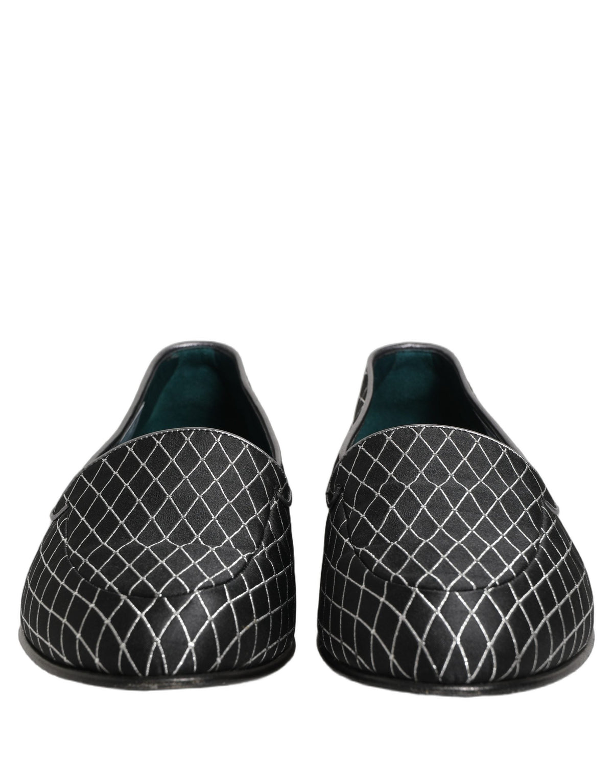 Dolce & Gabbana Black Velvet Diamond Stitched Loafers Shoes