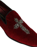 Dolce & Gabbana Maroon Suede Cross Slip On Dress Loafers Shoes
