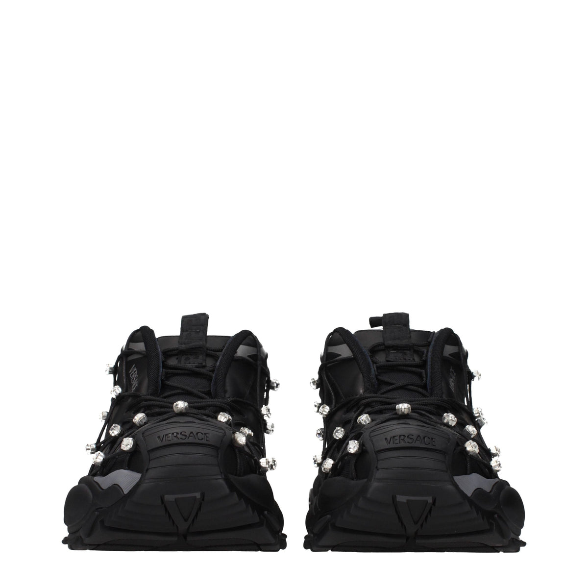 Versace Black Fabric Chunky Sneakers