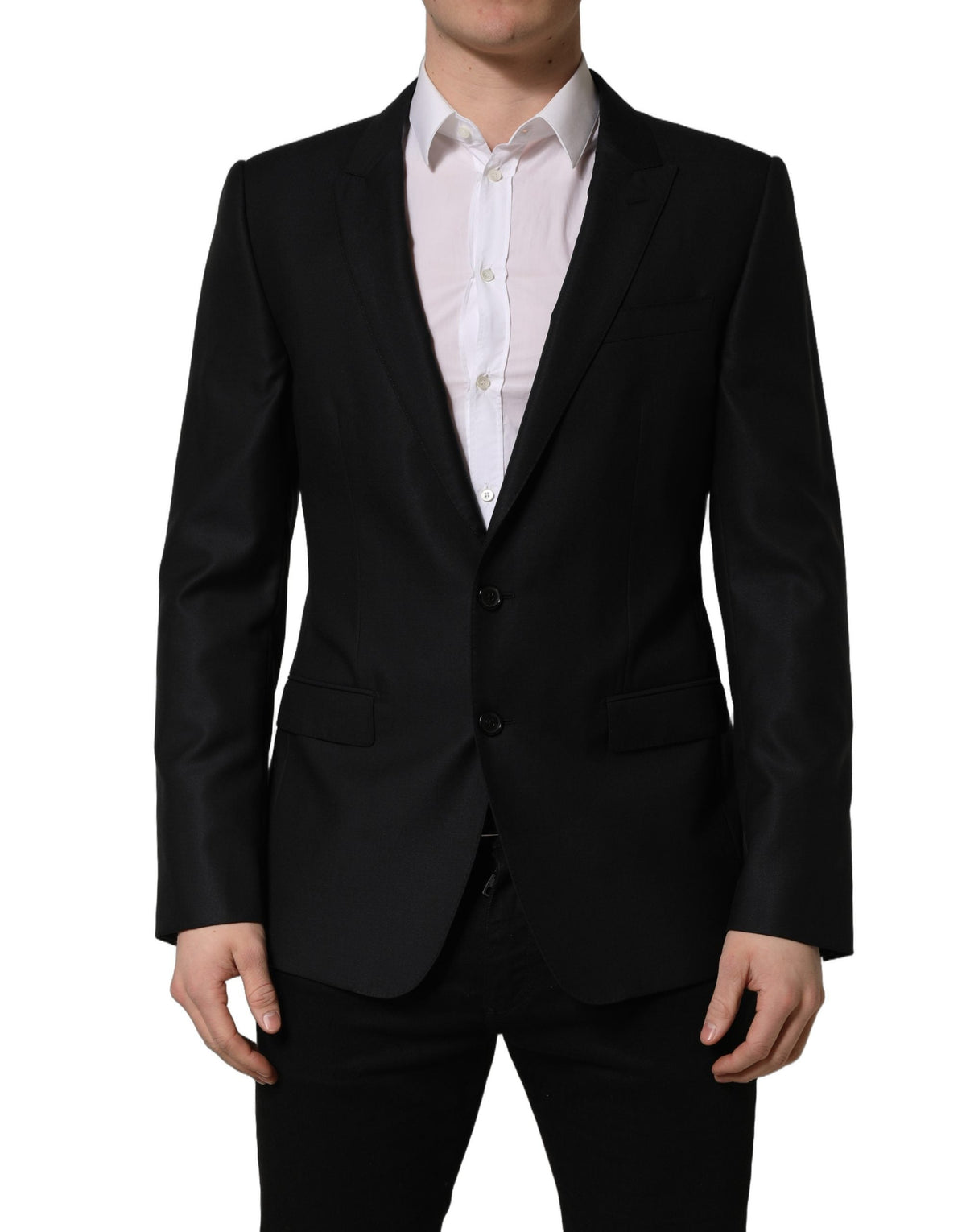 Dolce & Gabbana Dark Blue Wool Single Breasted Men Blazer Jacket