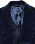 Dolce & Gabbana Blue Velvet Single Breasted Blazer Jacket