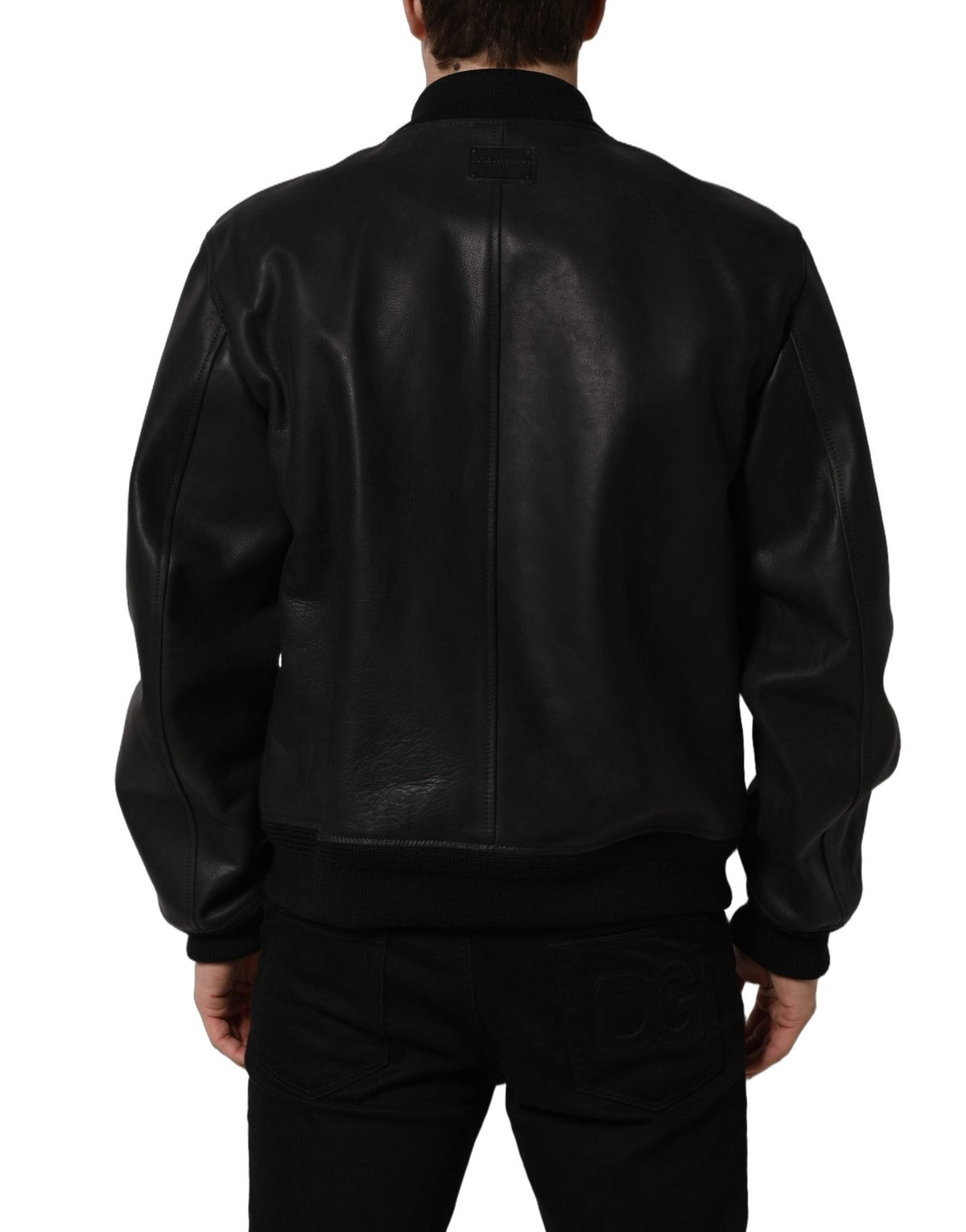 Dolce & Gabbana Black Leather Full Zip Men Biker Jacket