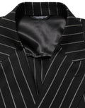 Dolce & Gabbana Dark Gray Stripes Wool Double Breasted Jacket