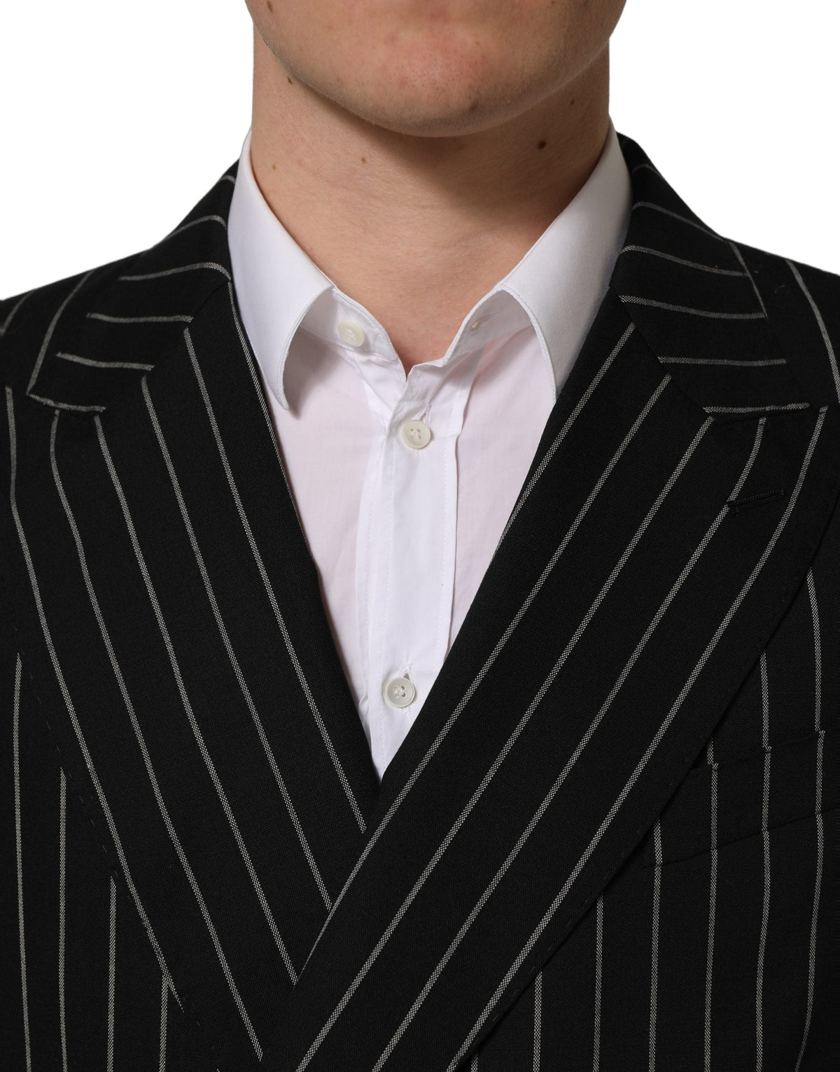 Dolce & Gabbana Dark Gray Stripes Wool Double Breasted Jacket