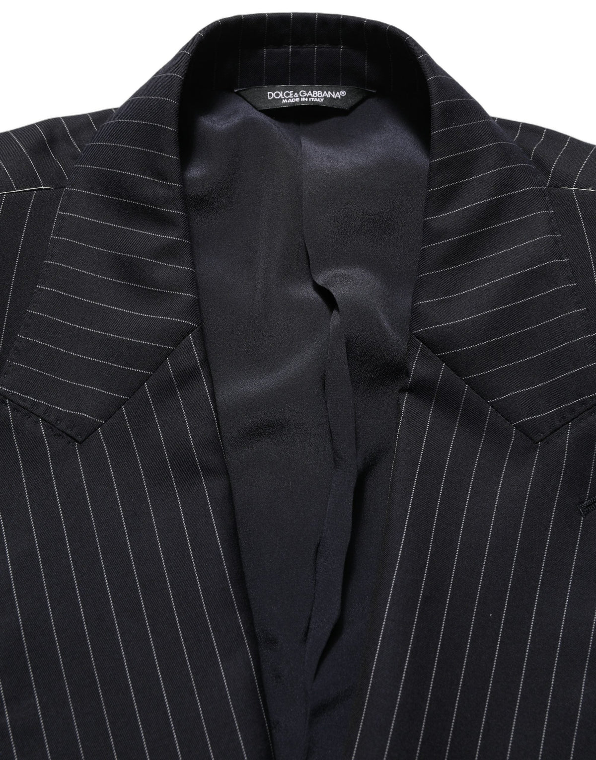 Dolce & Gabbana Dark Gray Stripes Wool Double Breasted Jacket