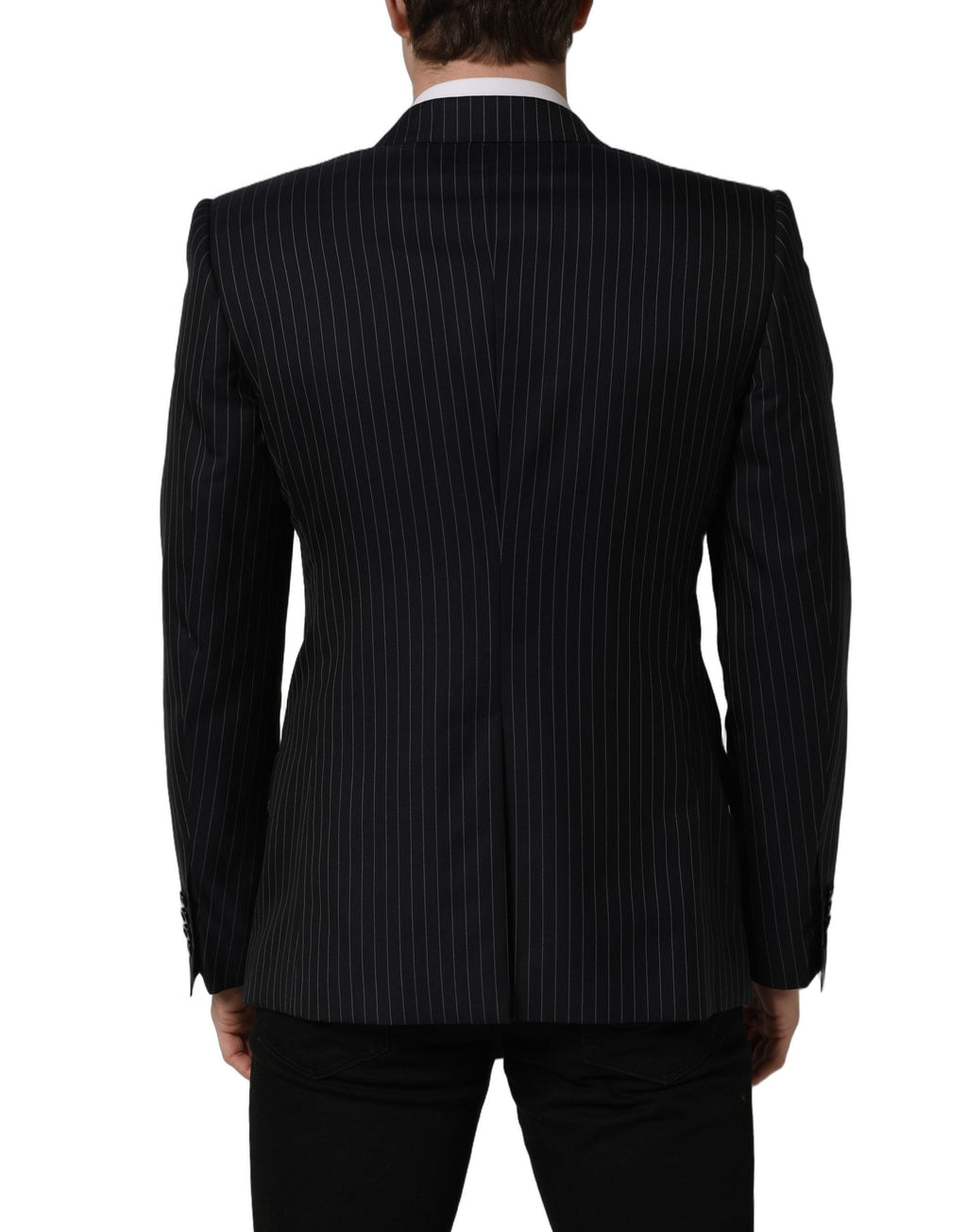 Dolce & Gabbana Dark Gray Stripes Wool Double Breasted Jacket
