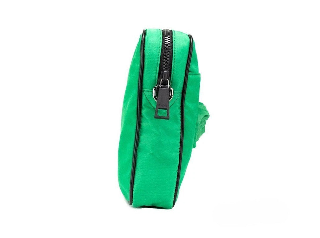 Versace Small Bright Green Nylon Fabric Medusa Crossbody Messenger Bag Purse