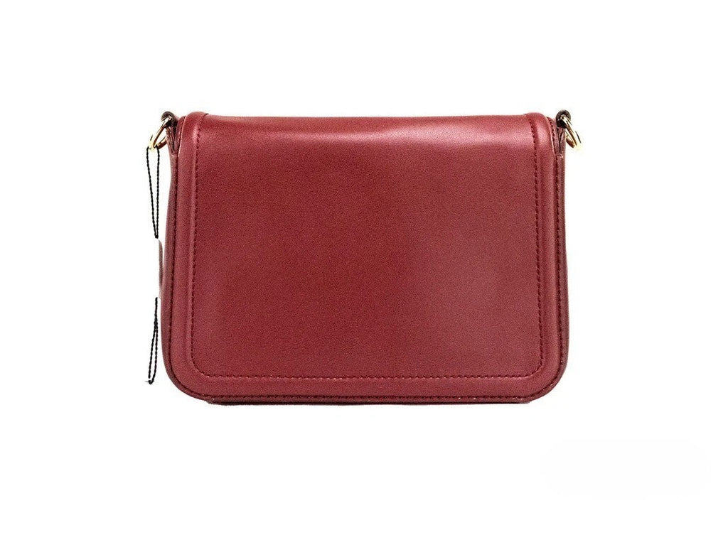 Marc Jacobs Medium Metal Signet Syrah Smooth Leather Flap Crossbody Purse Bag