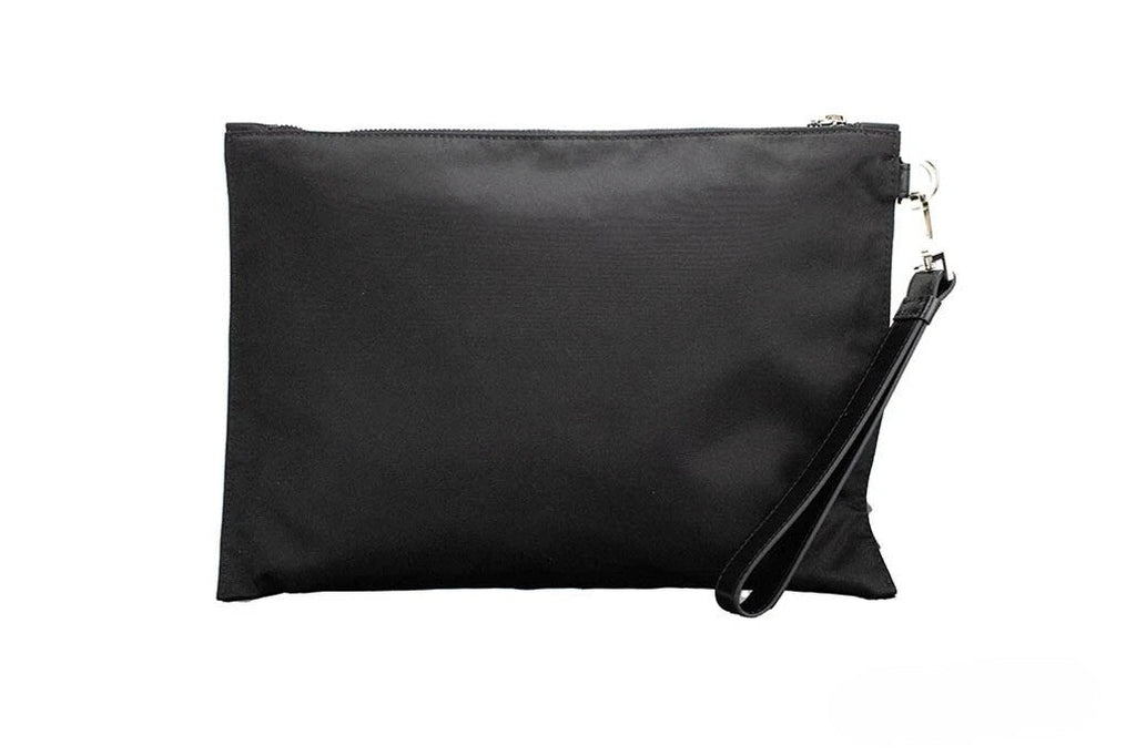 Versace Large Black Nylon Fabric Medusa Convertible Pouch Clutch Wristlet Bag
