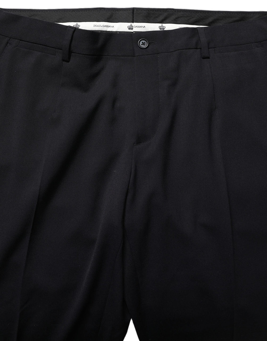 Dolce & Gabbana Black Wool Tapered Leg Dress Trouser Pants