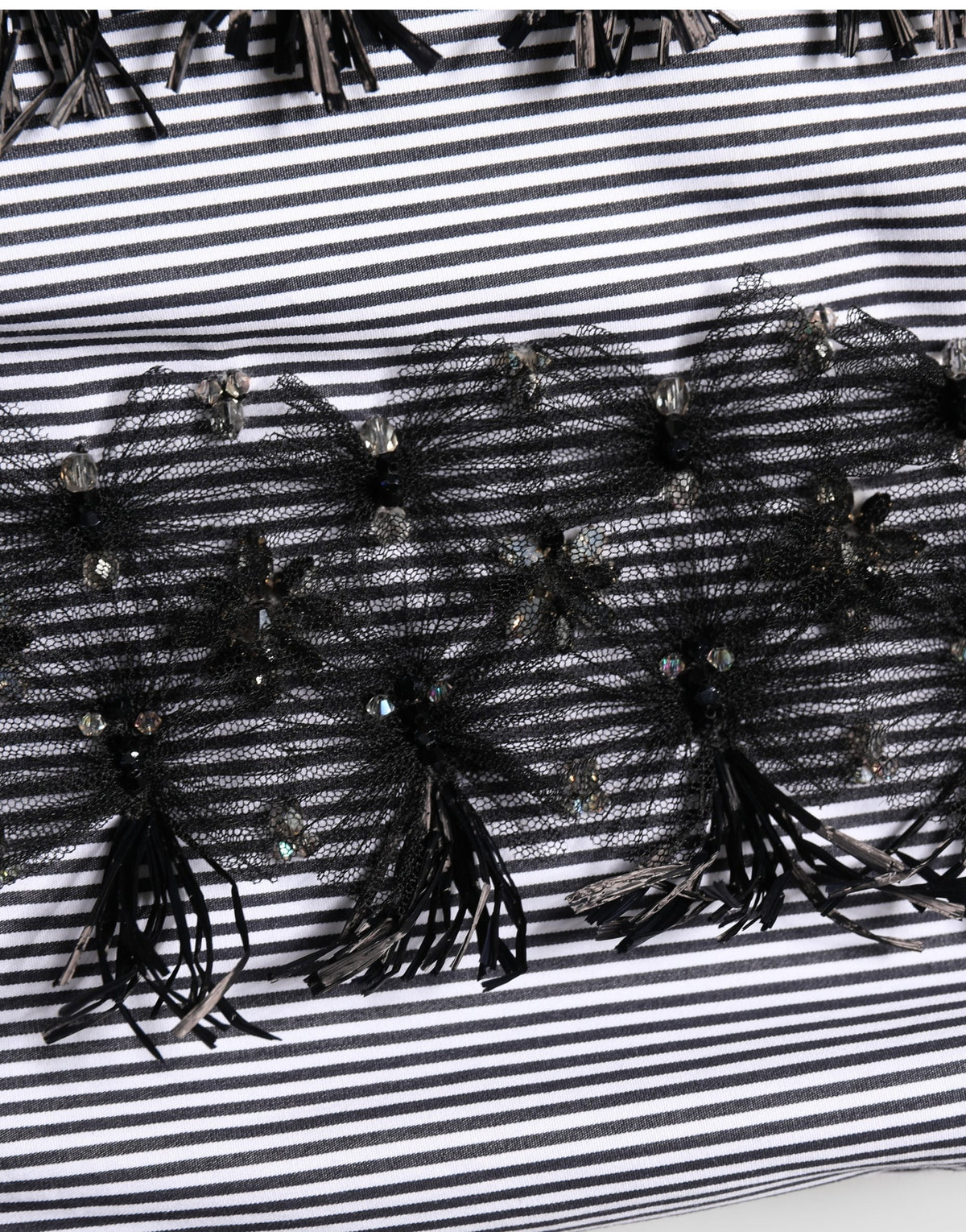 Dolce & Gabbana BlackGray Pinstripe Embellished Trouser Pants