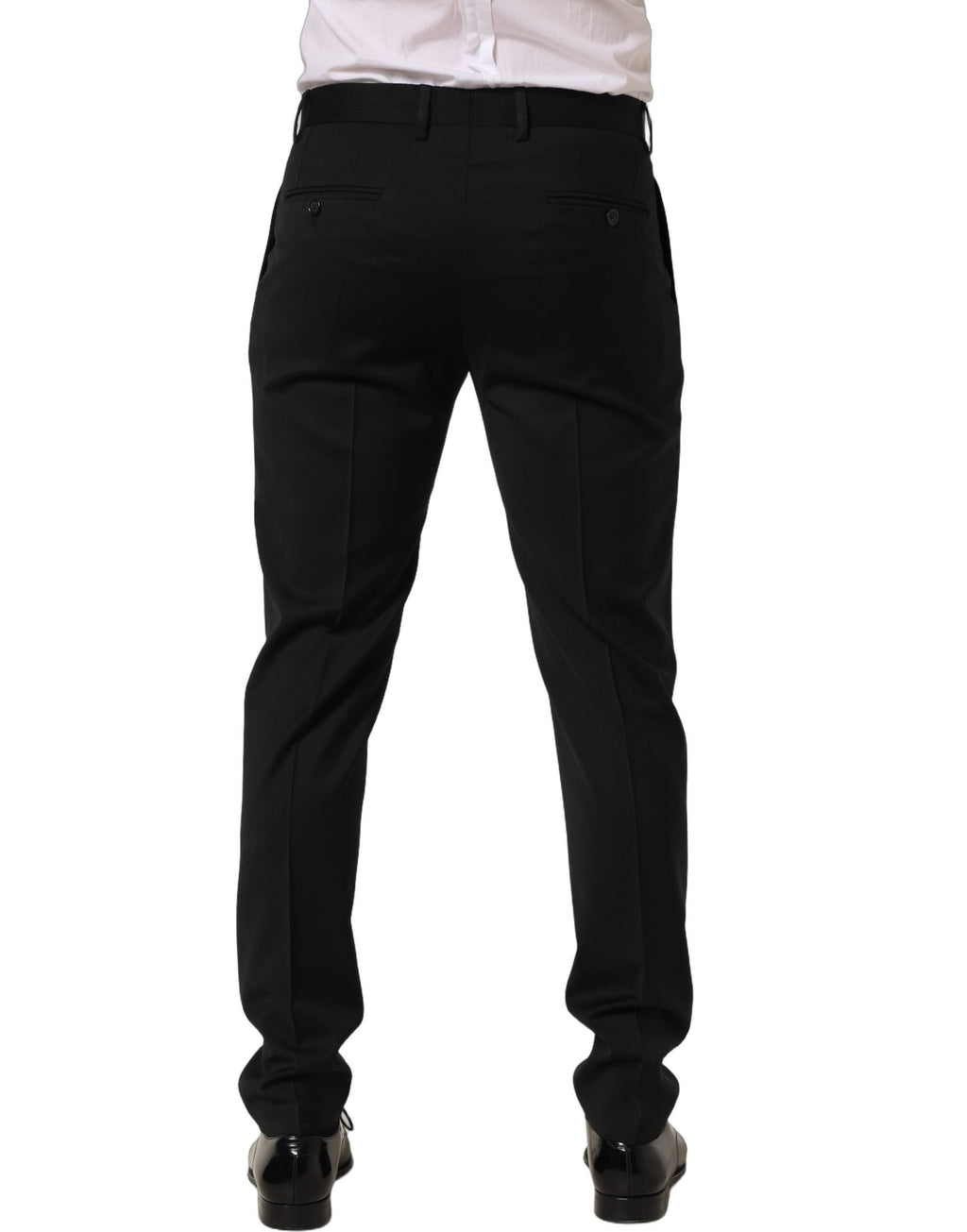 Dolce & Gabbana Black Wool Tapered Leg Men Dress Trouser Pants