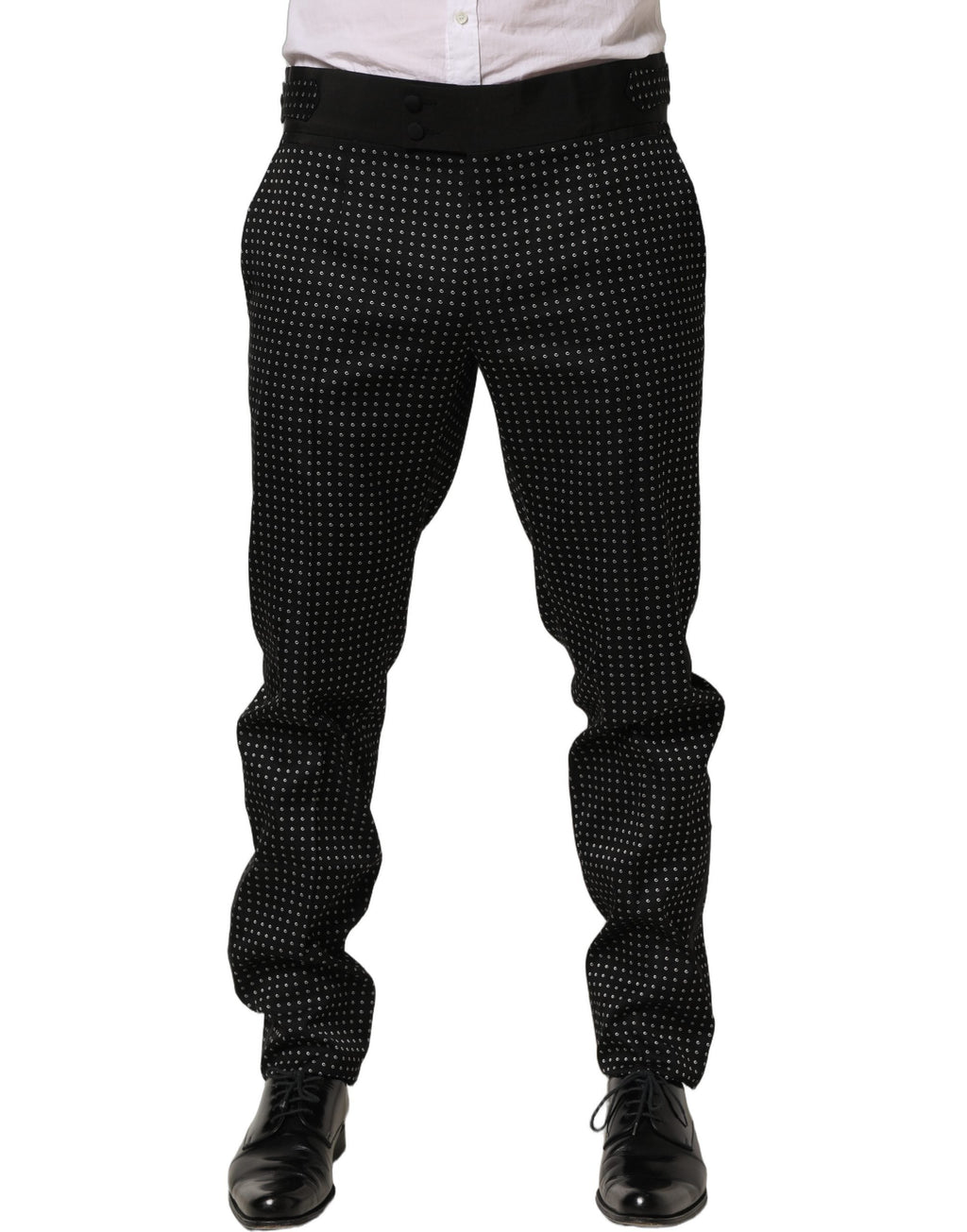 Dolce & Gabbana Black Polka Dot Cotton Dress Trouser Pants