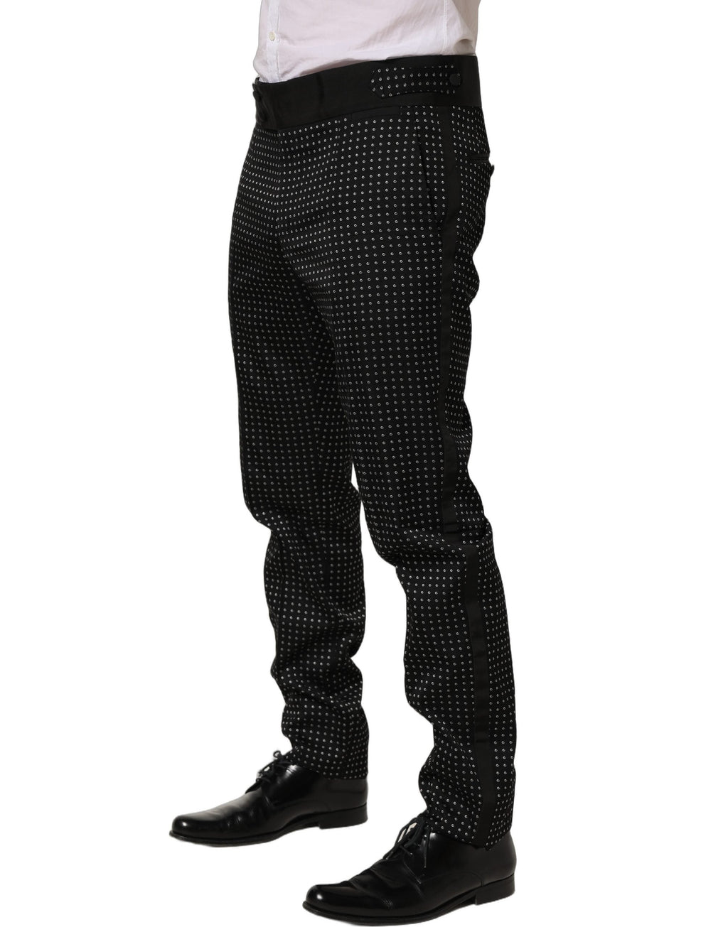 Dolce & Gabbana Black Polka Dot Cotton Dress Trouser Pants