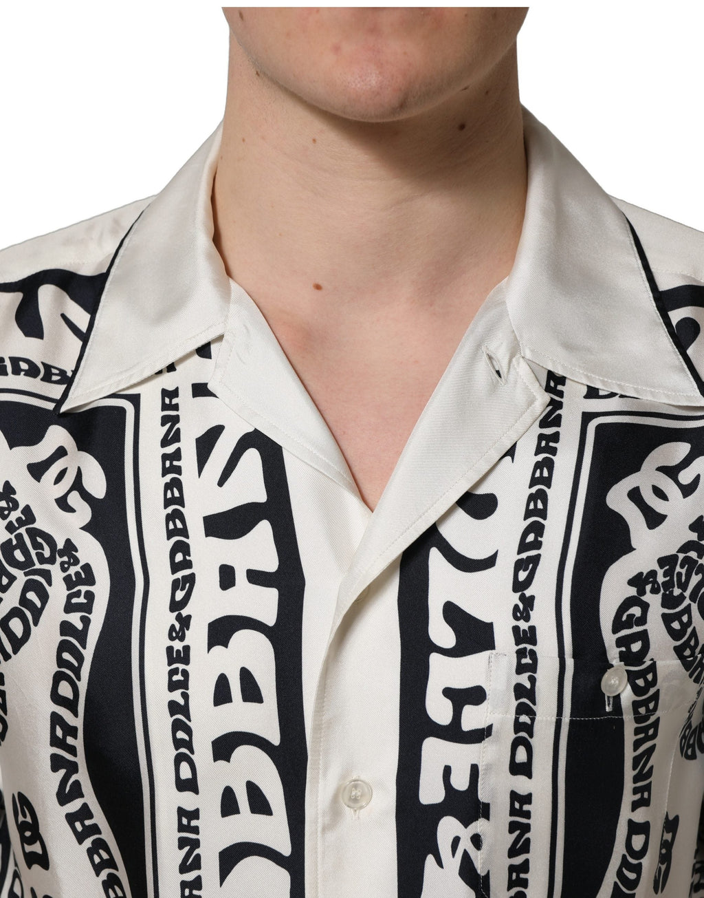 Dolce & Gabbana Black White Logo Bandana Short Sleeves Shirt