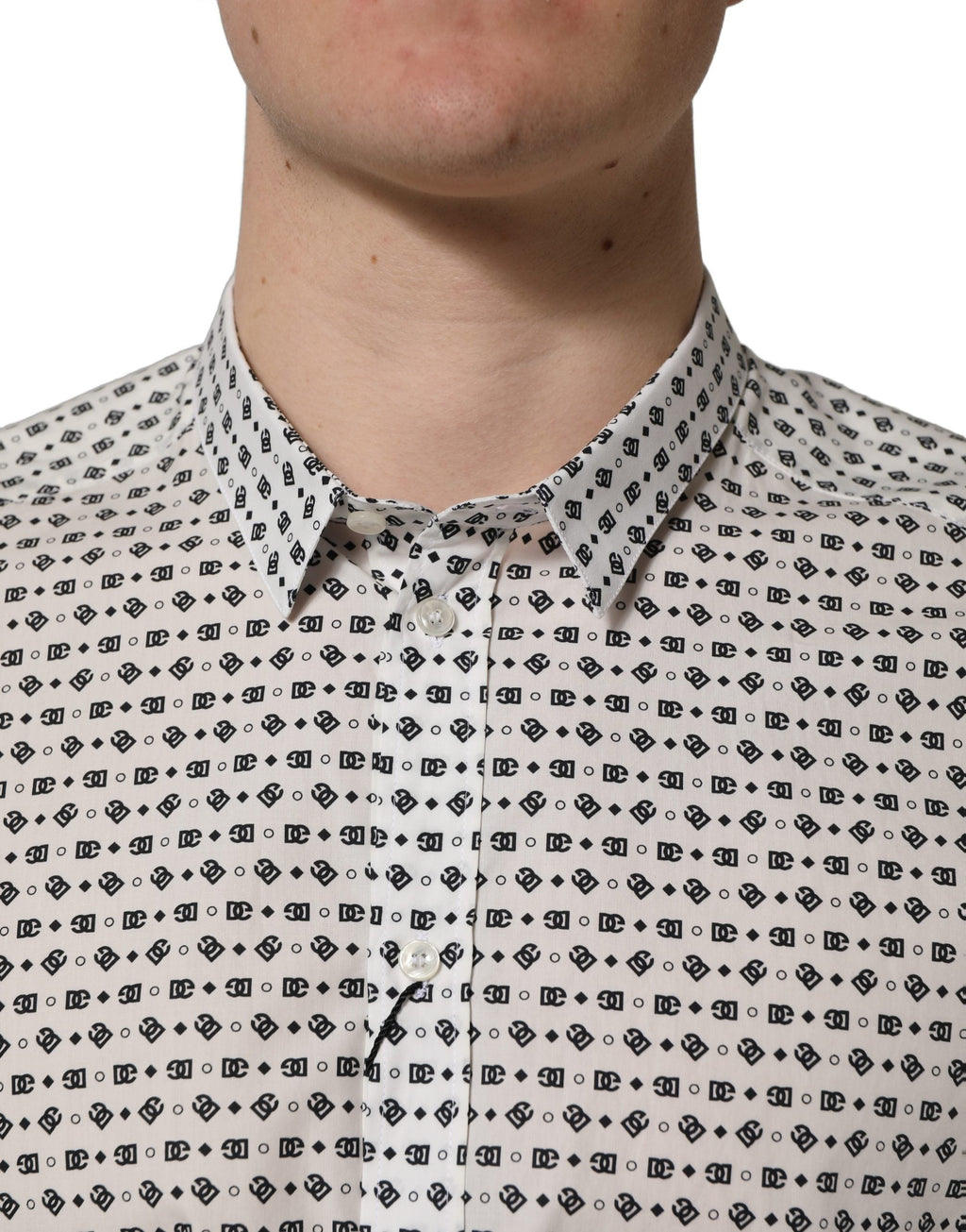 Dolce & Gabbana White Logo GOLD Long Sleeves Dress Shirt