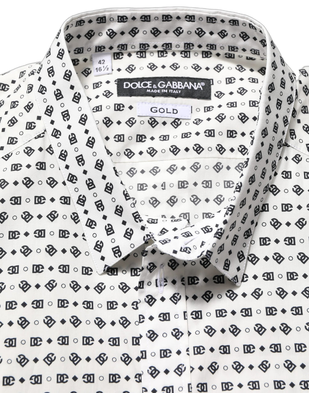 Dolce & Gabbana White Logo GOLD Long Sleeves Dress Shirt