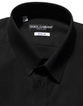 Dolce & Gabbana Black Cotton Stretch GOLD Fit Dress Shirt