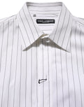Dolce & Gabbana White Stripes Cotton Men Formal Dress Shirt
