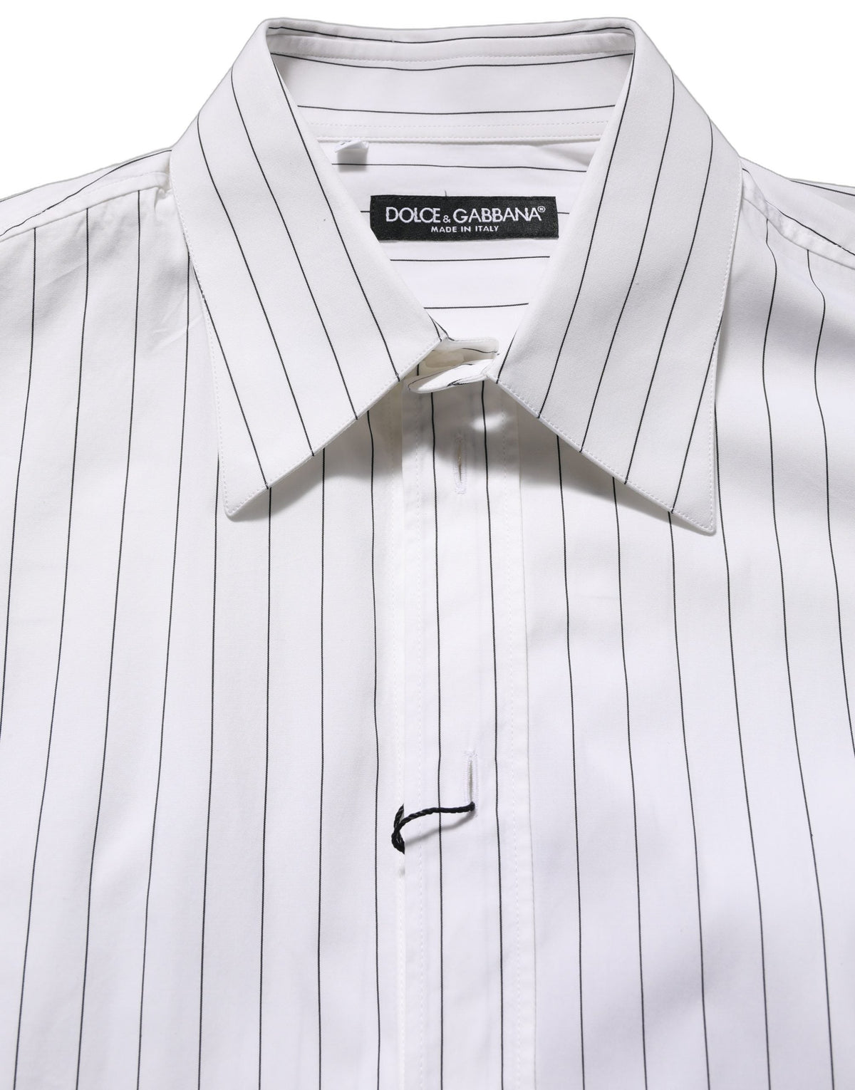 Dolce & Gabbana White Stripes Cotton Men Formal Dress Shirt