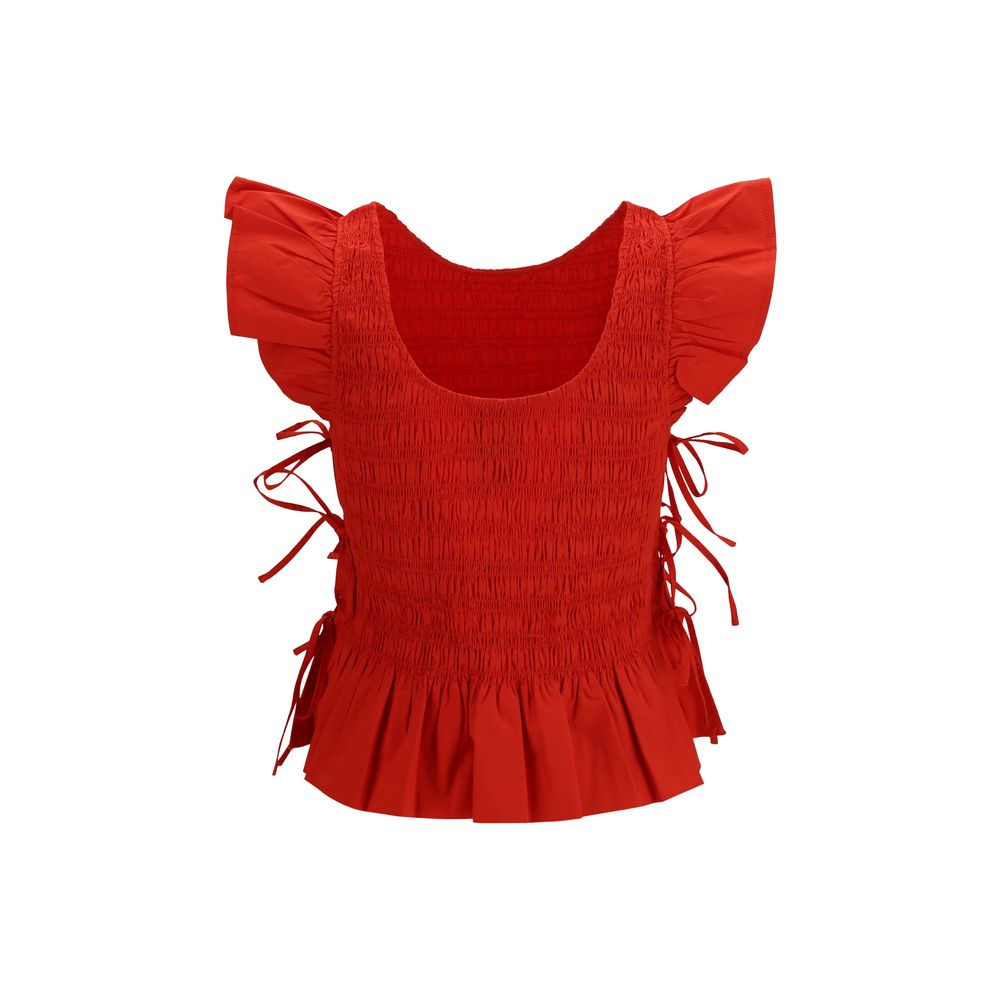 Ganni Red Cotton Blouse