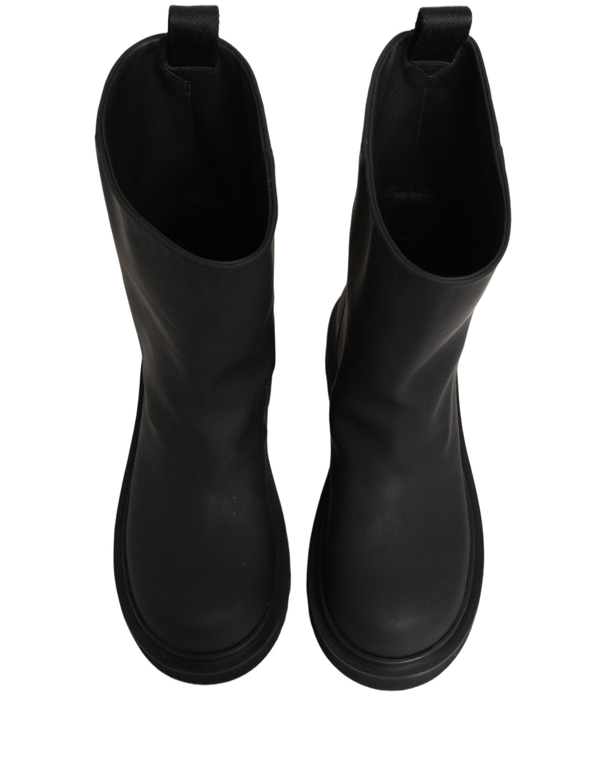 Dolce & Gabbana Black Leather Mid Calf Chunky Men Boots Shoes