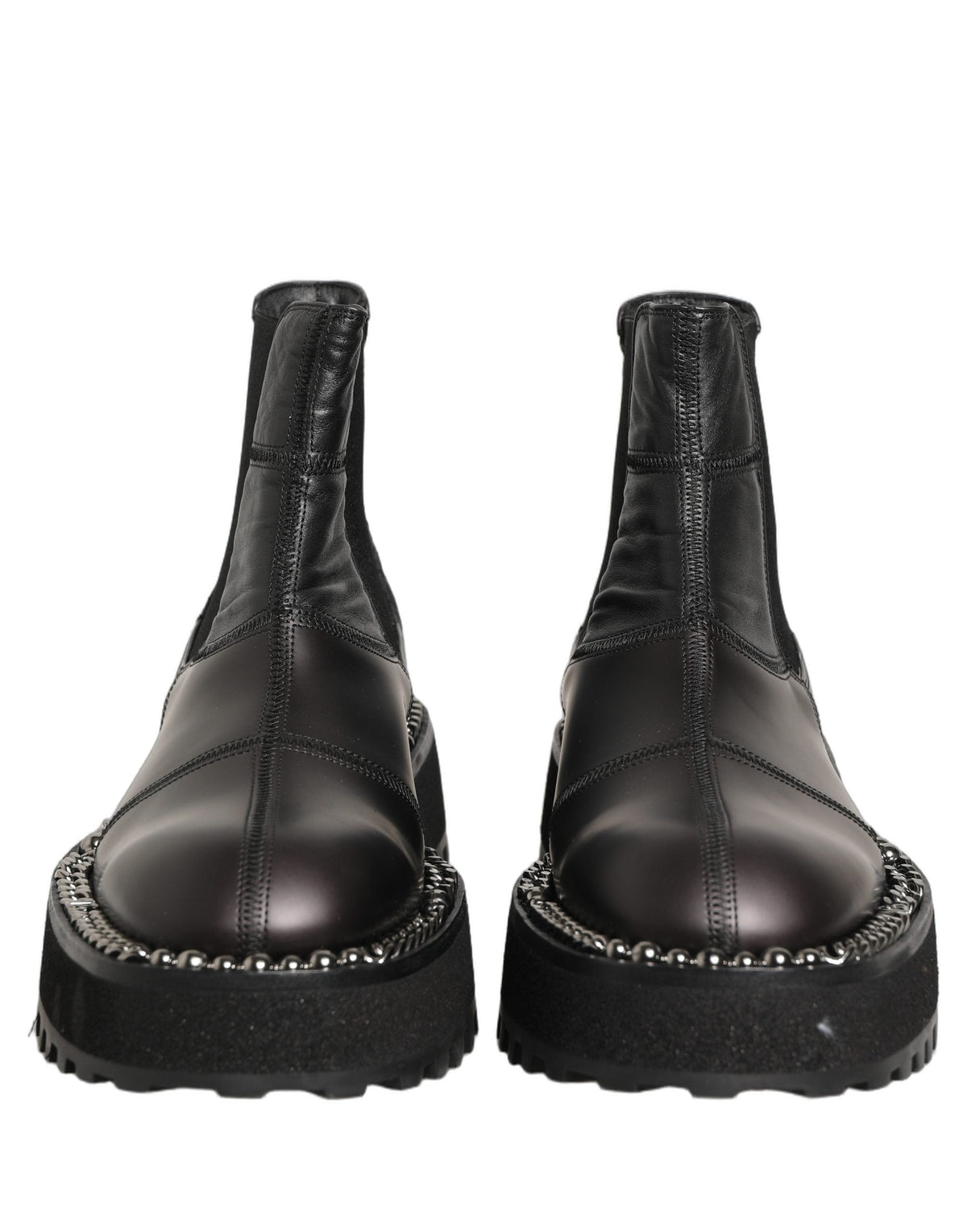 Dolce & Gabbana Black Chelsea Boots Leather Slip On Men Shoes