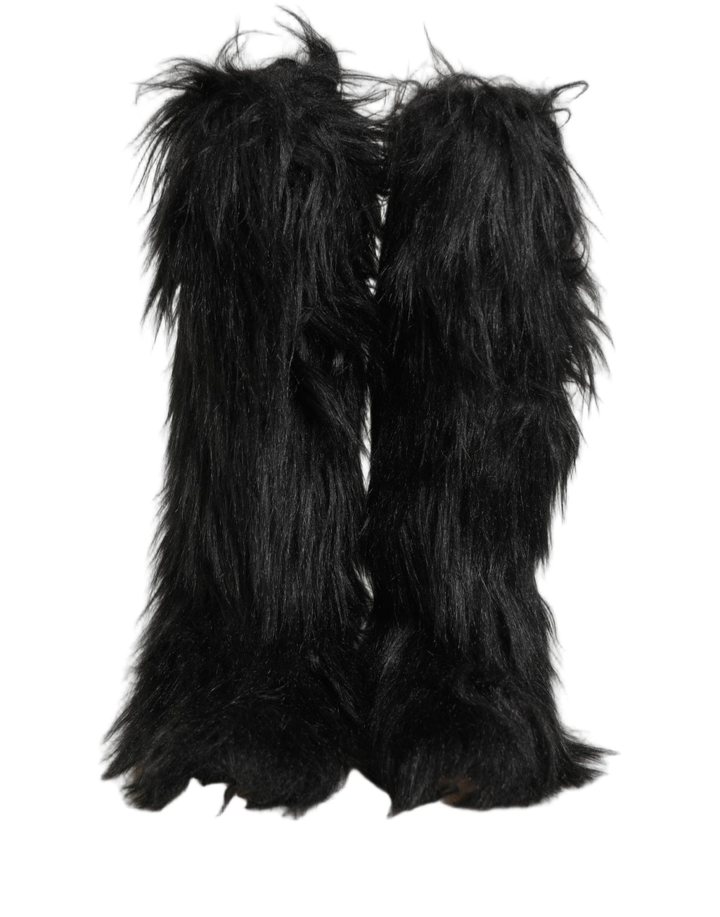 Dolce & Gabbana Black Faux Fur Mid Calf Winter Boots Shoes