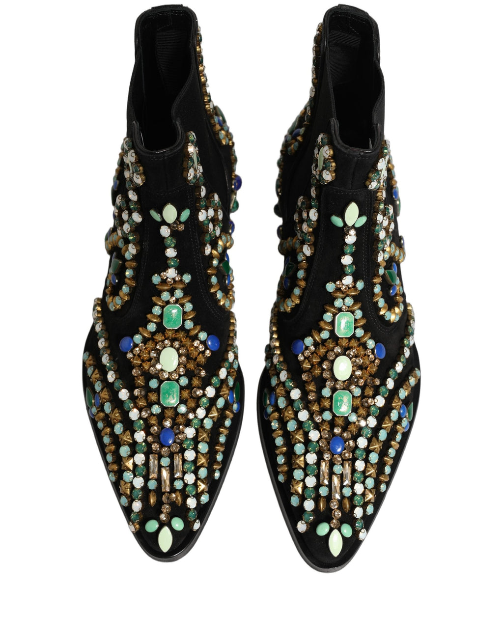 Dolce & Gabbana Black Embellished Chelsea Ankle Boots Shoes
