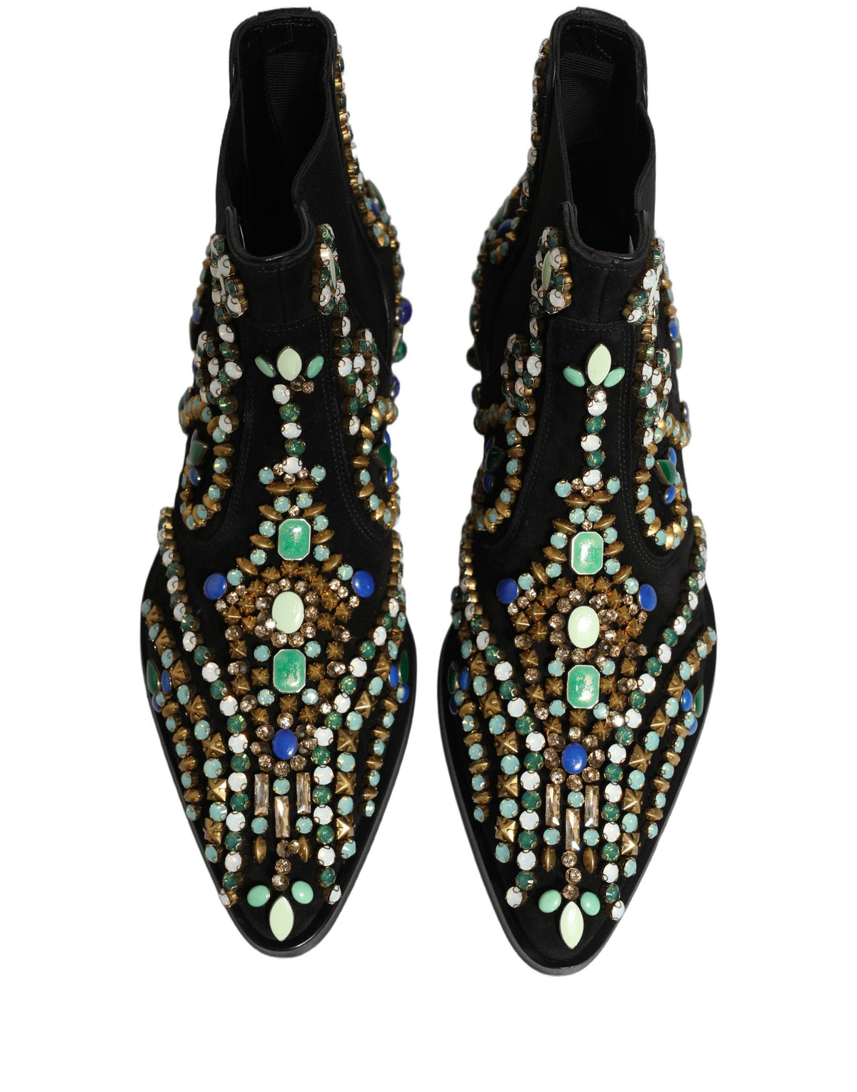 Dolce & Gabbana Black Embellished Chelsea Ankle Boots Shoes