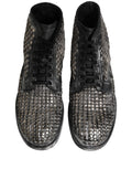 Dolce & Gabbana Black Leather Runway Studs Ankle Boots Shoes
