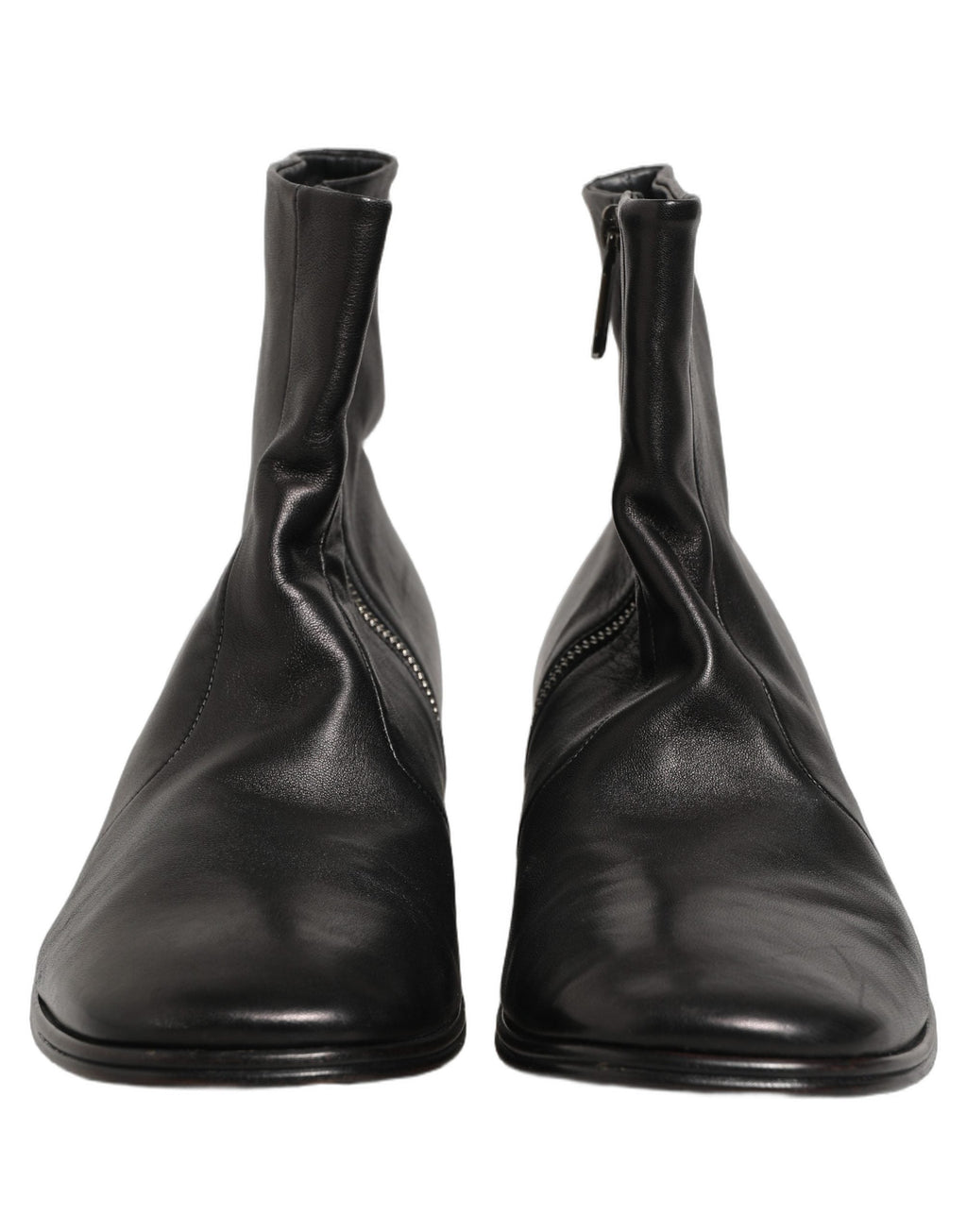 Dolce & Gabbana Black Leather Logo Short Ankle Boots Shoes