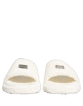Dolce & Gabbana White Faux Fur Flats Men Slides Sandals Shoes