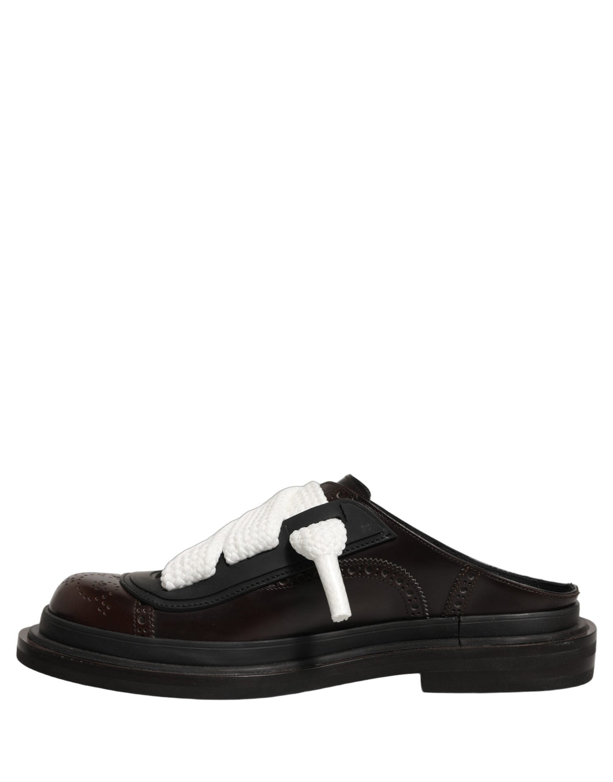 Dolce & Gabbana Brown Leather Slip On Flat Sandals Men Shoes