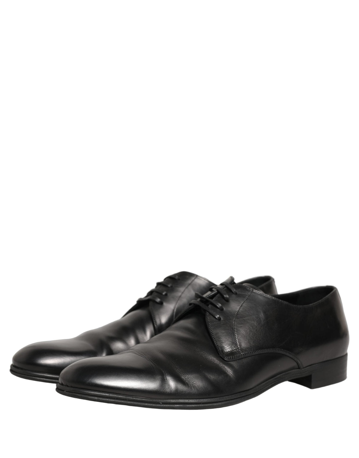 Dolce & Gabbana Black Leather Men Derby Dress Formal Shoes