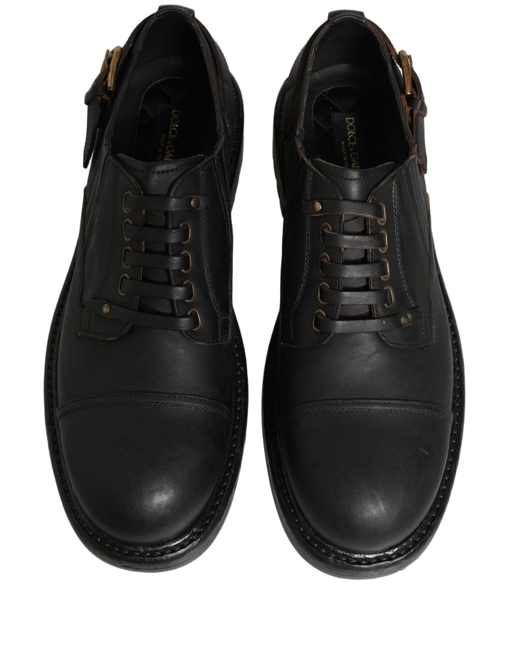 Dolce & Gabbana Dress Black Leather Lace Up Derby Men Shoes