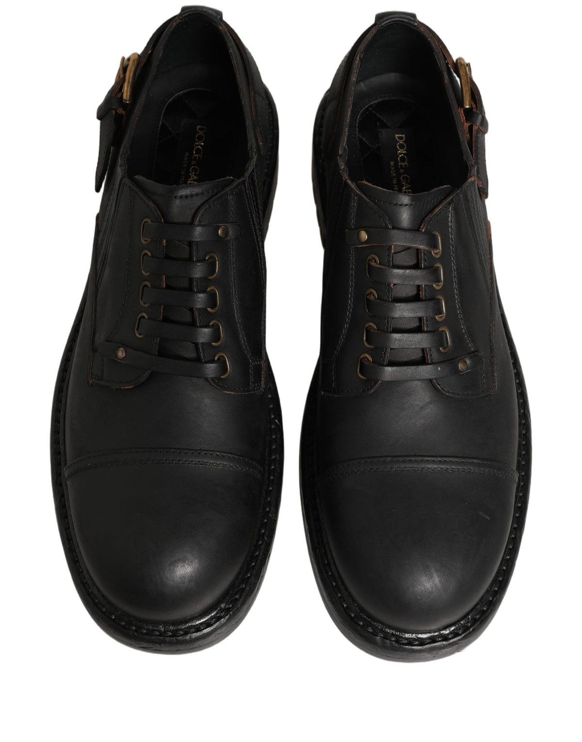 Dolce & Gabbana Dress Black Leather Lace Up Derby Men Shoes