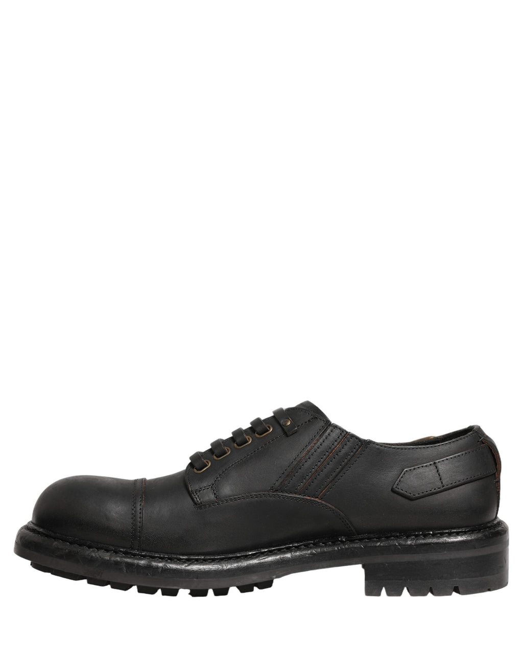 Dolce & Gabbana Dress Black Leather Lace Up Derby Men Shoes