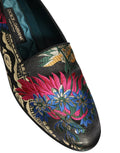 Dolce & Gabbana Black Jacquard Floral Loafers Men Dress Shoes