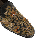 Dolce & Gabbana Black Velvet Embellished Dress Loafers Shoes