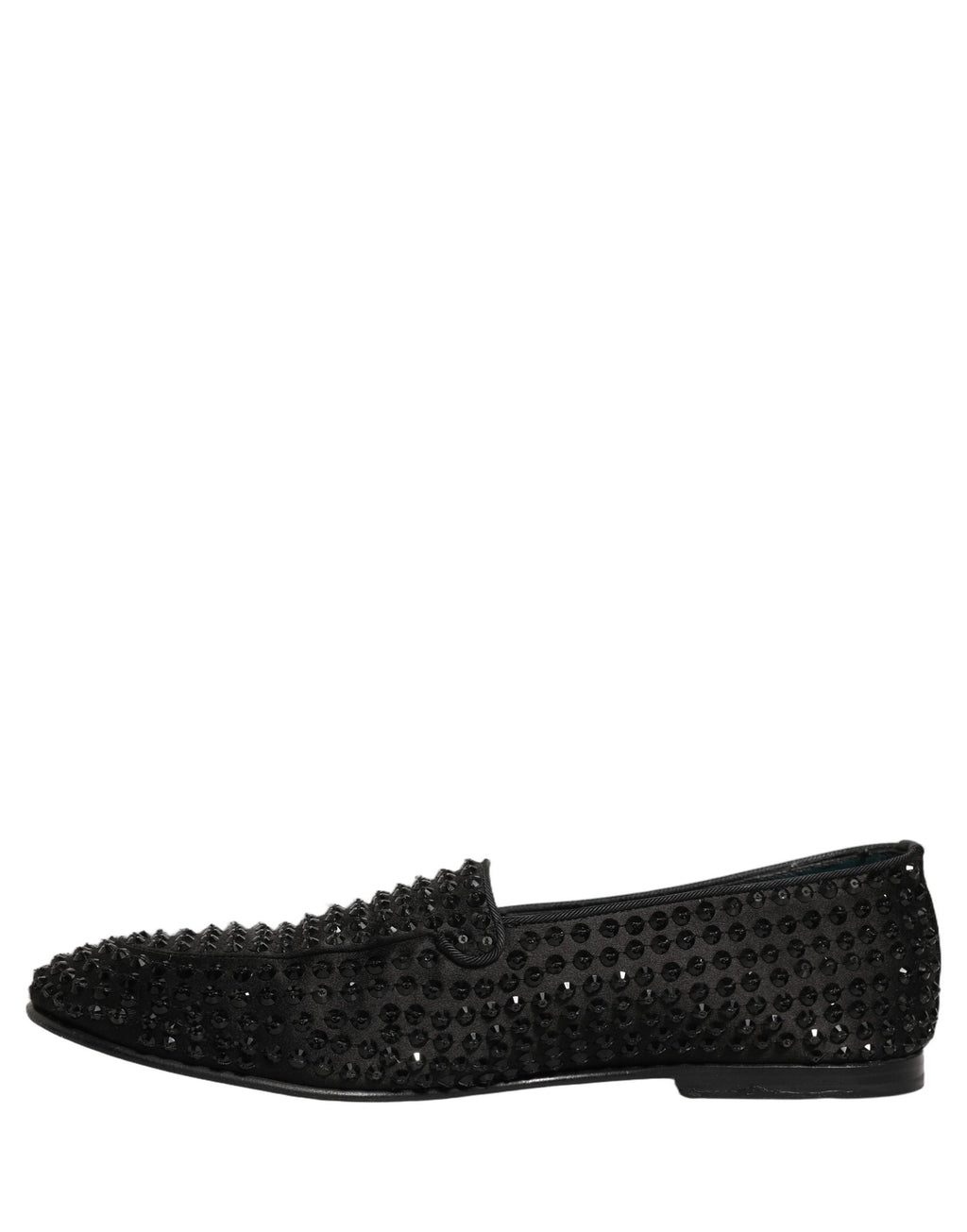 Dolce & Gabbana Black Rhinestone Embellished Loafers Shoes