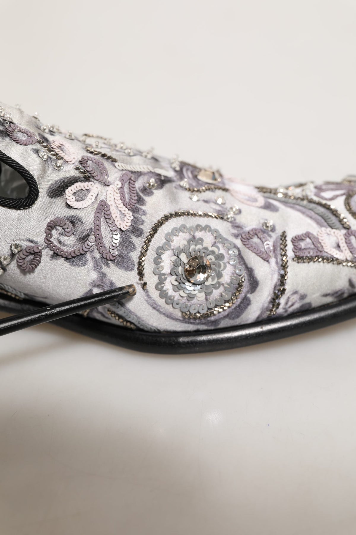 Dolce & Gabbana White Sequined Formal Slip On Loafers Shoes