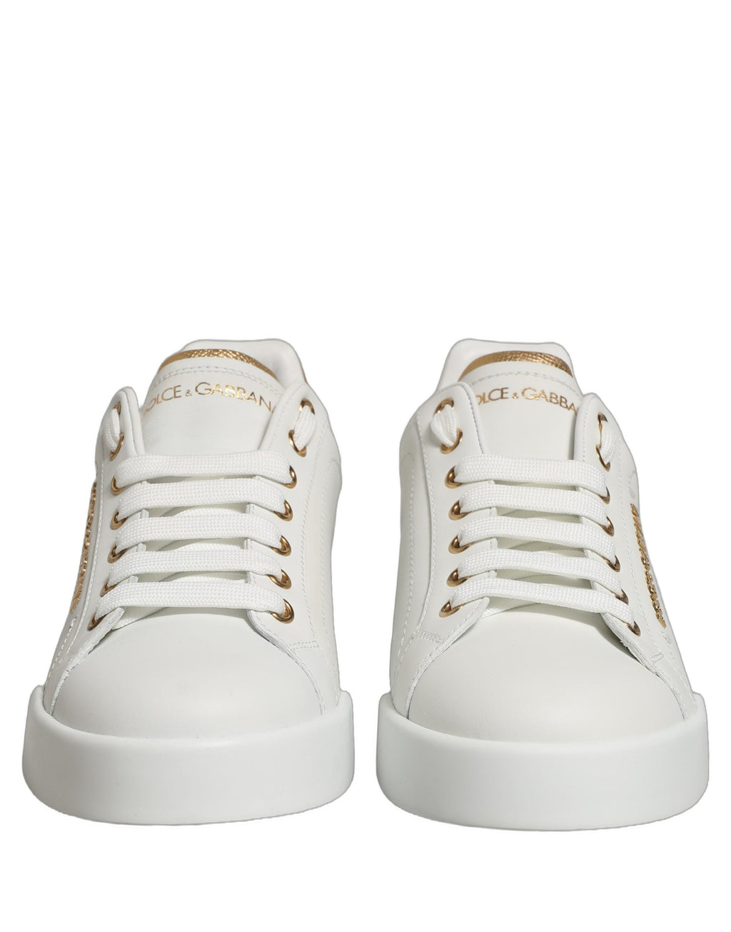 Dolce & Gabbana White Gold Embellished Low Top Sneakers Shoes