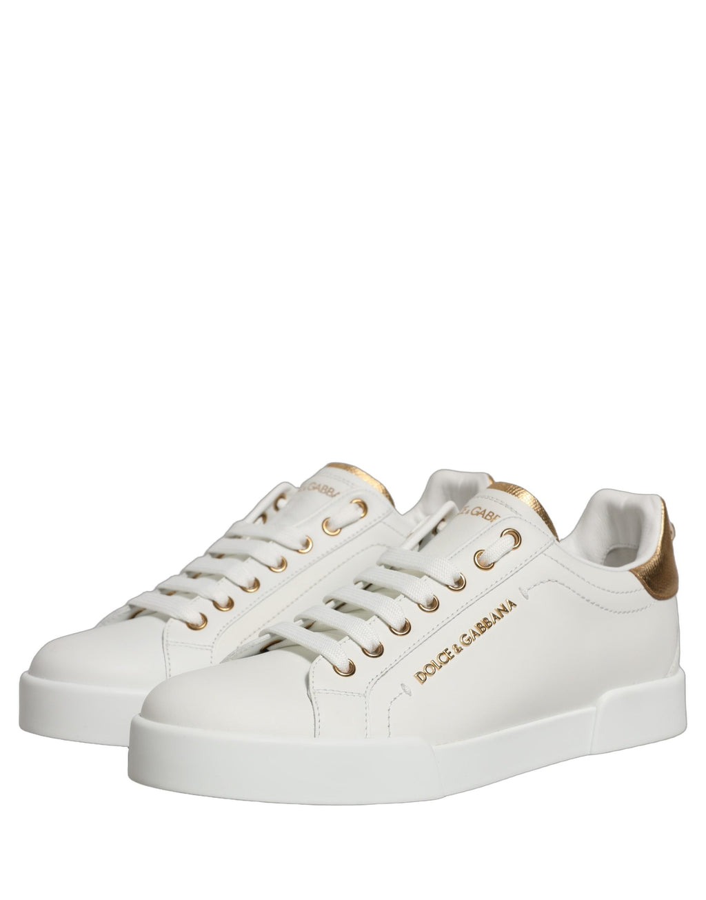 Dolce & Gabbana White Gold Embellished Low Top Sneakers Shoes