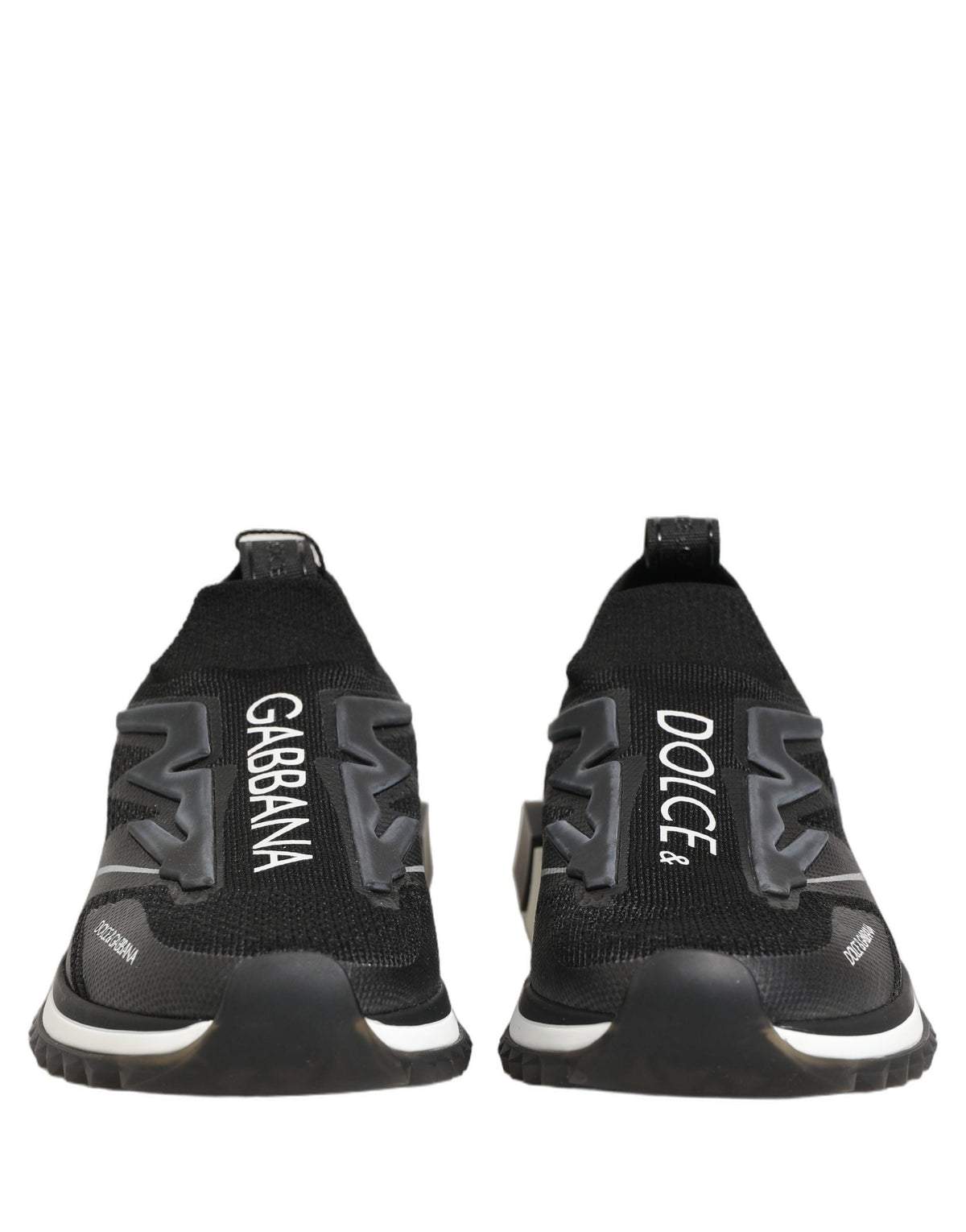 Dolce & Gabbana Black White Sorrento Slip-On Logo Sneakers Shoes