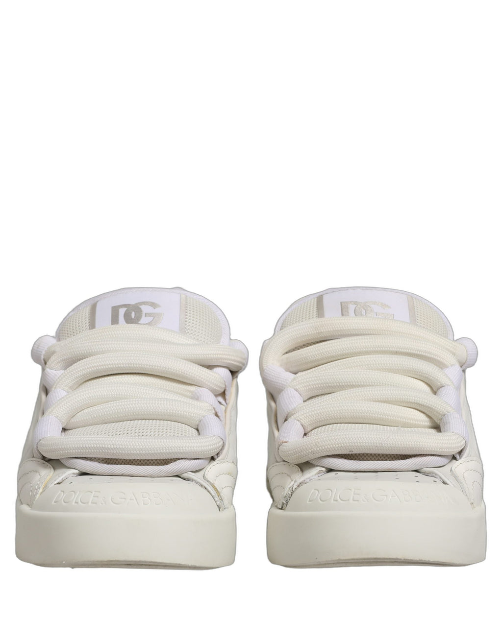 Dolce & Gabbana White Leather Portofino Space Sneakers Shoes