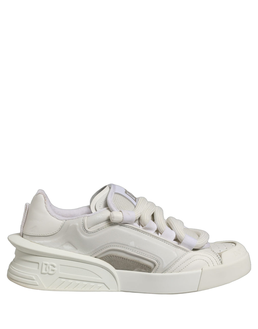 Dolce & Gabbana White Leather Portofino Space Sneakers Shoes